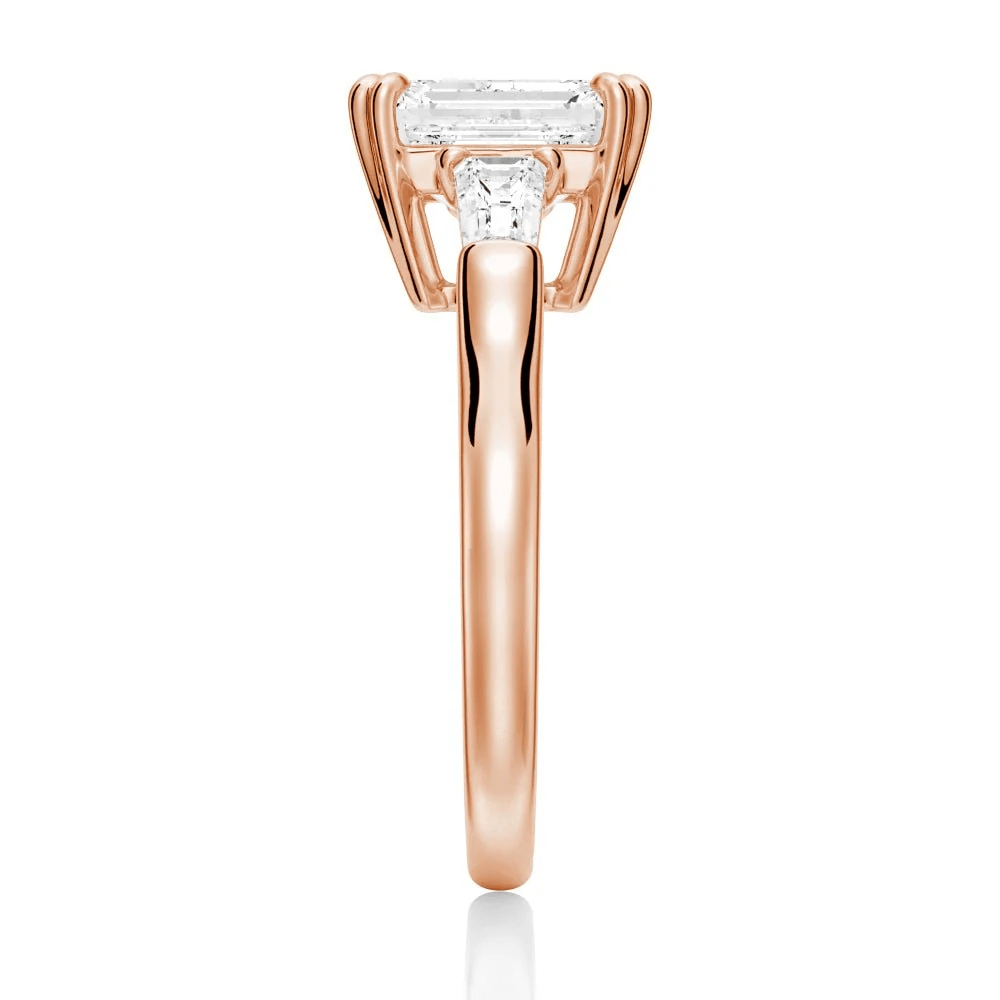 Emerald-Cut Moissanite Three-Stone Engagement Ring - Novelle Vow