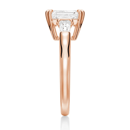 Emerald-Cut Moissanite Three-Stone Engagement Ring - Novelle Vow