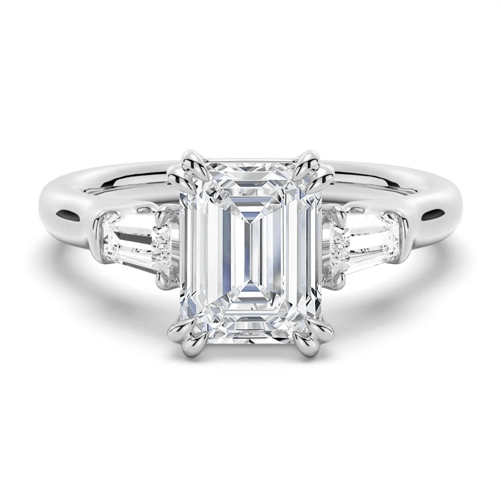 Emerald-Cut Moissanite Three-Stone Engagement Ring - Novelle Vow