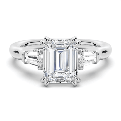 Emerald-Cut Moissanite Three-Stone Engagement Ring - Novelle Vow