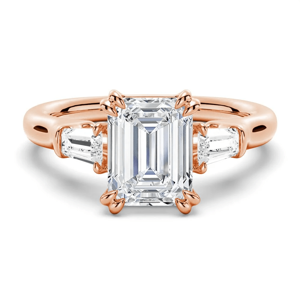 Emerald-Cut Moissanite Three-Stone Engagement Ring - Novelle Vow