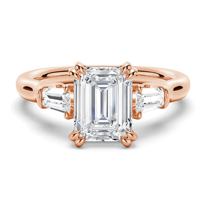 Emerald-Cut Moissanite Three-Stone Engagement Ring - Novelle Vow