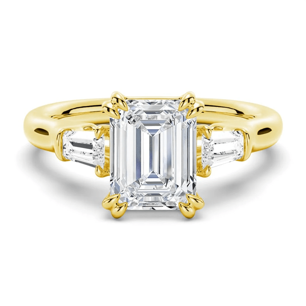 Emerald-Cut Moissanite Three-Stone Engagement Ring - Novelle Vow