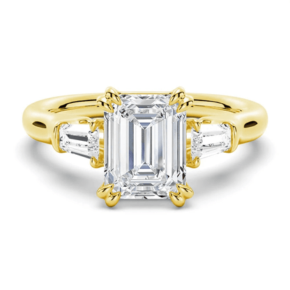 Emerald-Cut Moissanite Three-Stone Engagement Ring - Novelle Vow