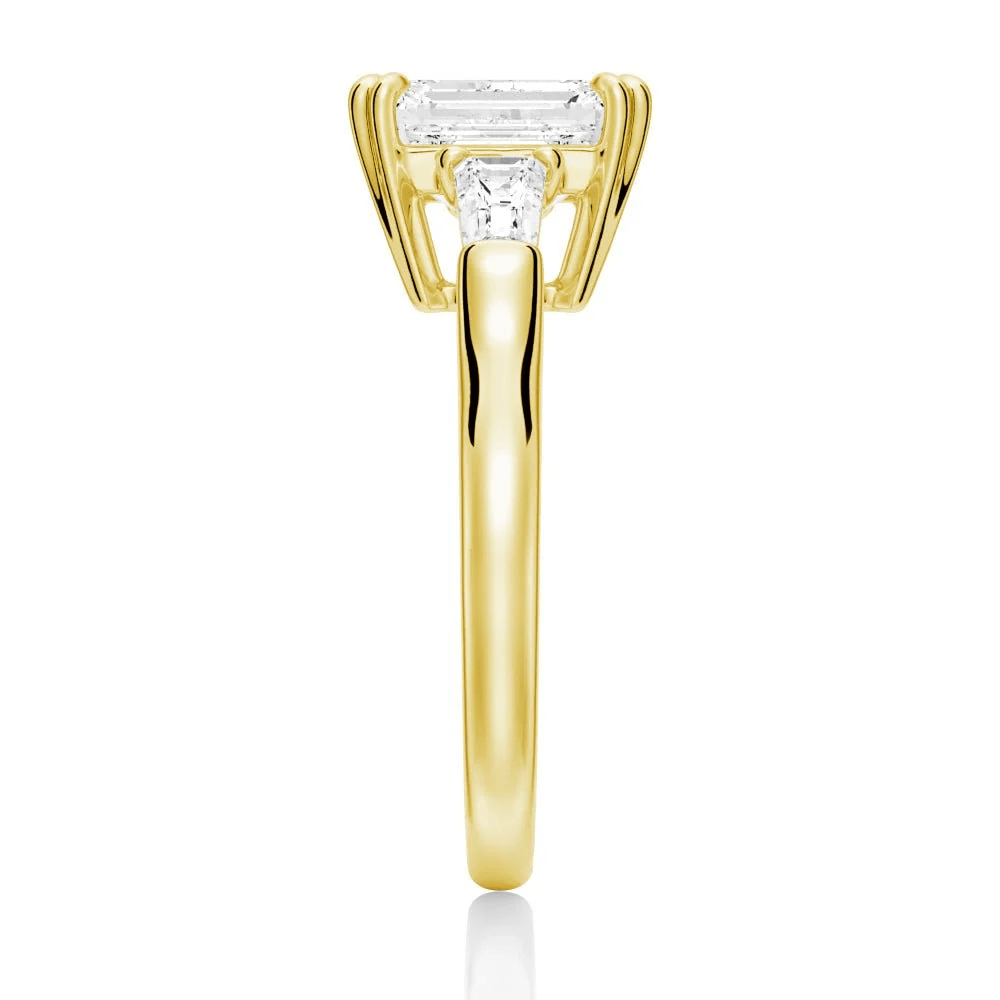Emerald-Cut Moissanite Three-Stone Engagement Ring - Novelle Vow
