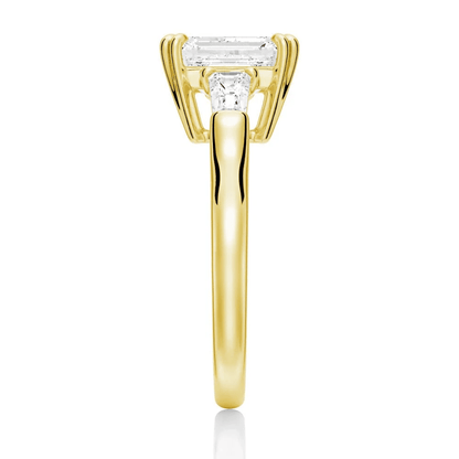 Emerald-Cut Moissanite Three-Stone Engagement Ring - Novelle Vow