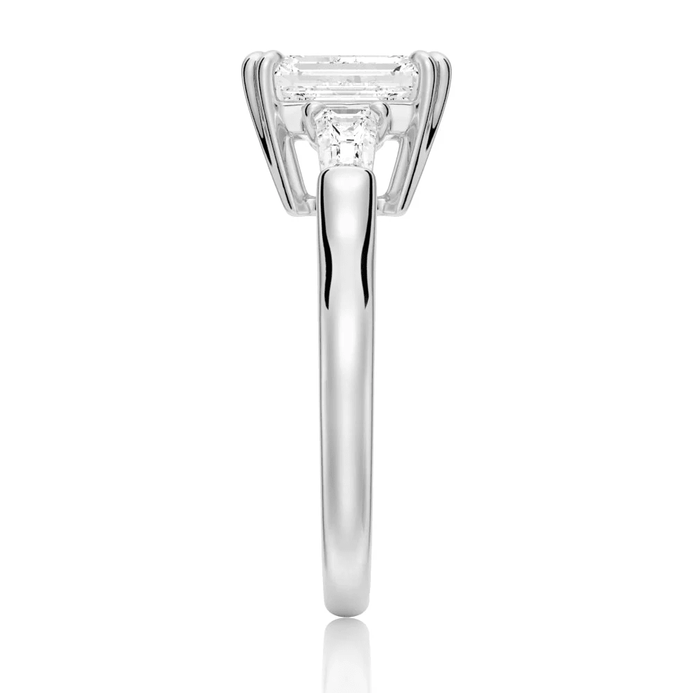 Emerald-Cut Moissanite Three-Stone Engagement Ring - Novelle Vow