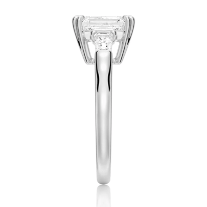 Emerald-Cut Moissanite Three-Stone Engagement Ring - Novelle Vow