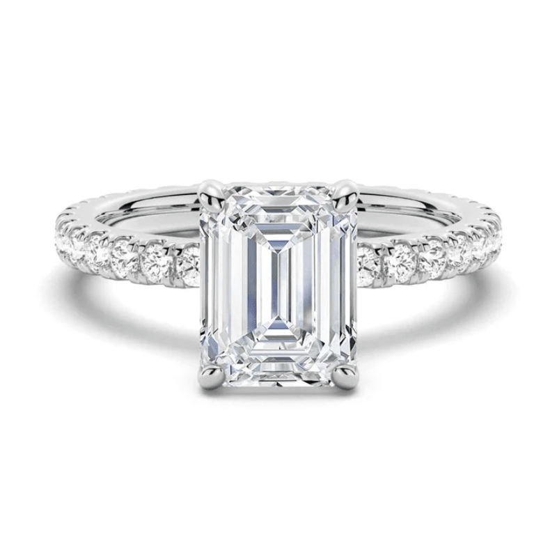 Emerald Cut Pavé Moissanite Engagement Ring - Novelle Vow