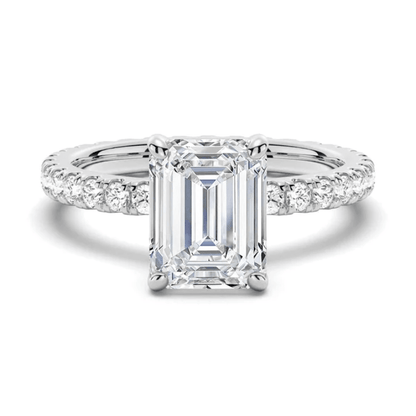 Emerald Cut Pavé Moissanite Engagement Ring - Novelle Vow