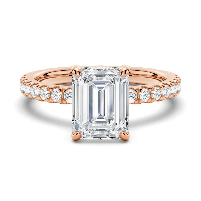 Emerald Cut Pavé Moissanite Engagement Ring - Novelle Vow