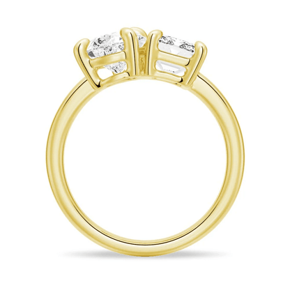 Emerald & Pear Cut Moissanite Toi et Moi Engagement Ring - Novelle Vow