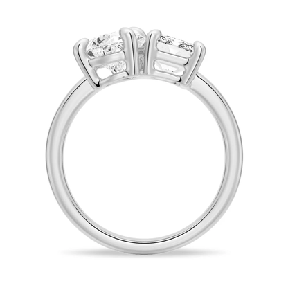 Emerald & Pear Cut Moissanite Toi et Moi Engagement Ring