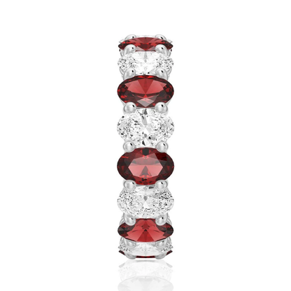 Oval-Cut Gemstone & White Sapphire Band