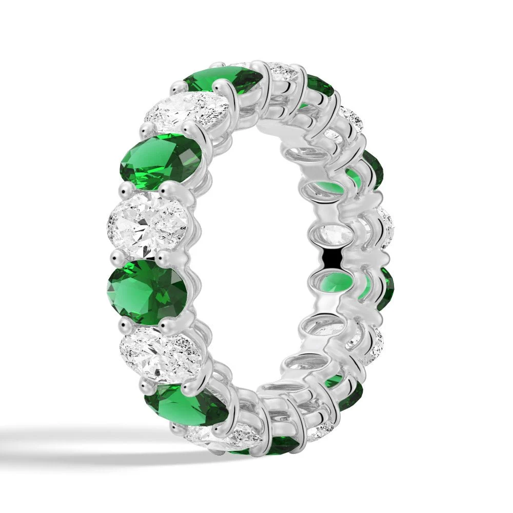 Oval-Cut Gemstone & White Sapphire Band