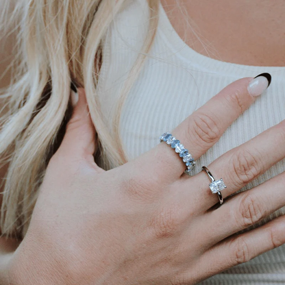 Oval-Cut Gemstone & White Sapphire Band