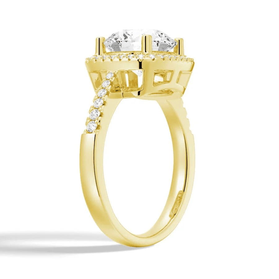 Four Prong Round Moissanite Cushion Halo Engagement Ring - Novelle Vow