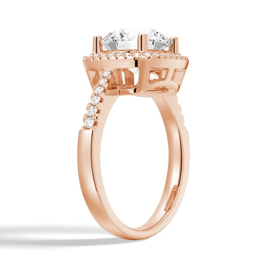 Four Prong Round Moissanite Cushion Halo Engagement Ring - Novelle Vow