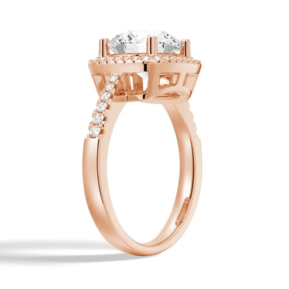 Four Prong Round Moissanite Cushion Halo Engagement Ring - Novelle Vow