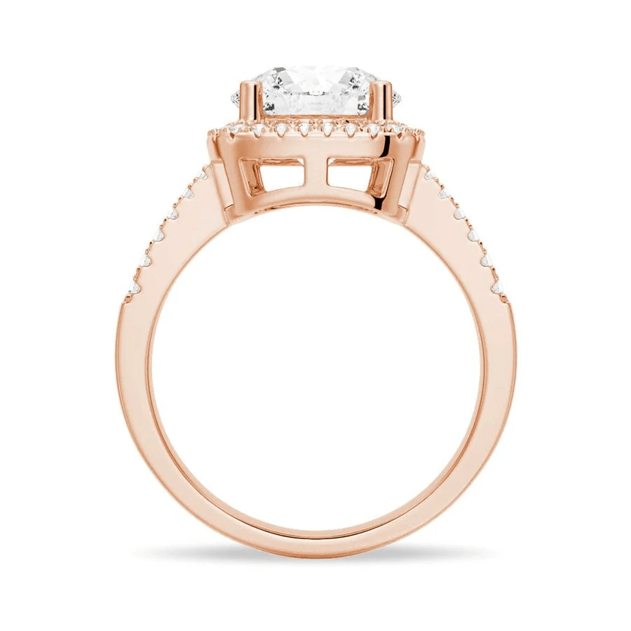 Four Prong Round Moissanite Cushion Halo Engagement Ring - Novelle Vow