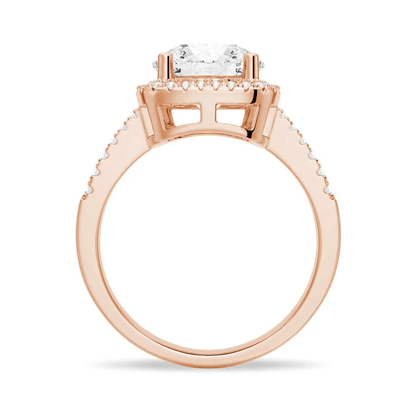 Four Prong Round Moissanite Cushion Halo Engagement Ring - Novelle Vow