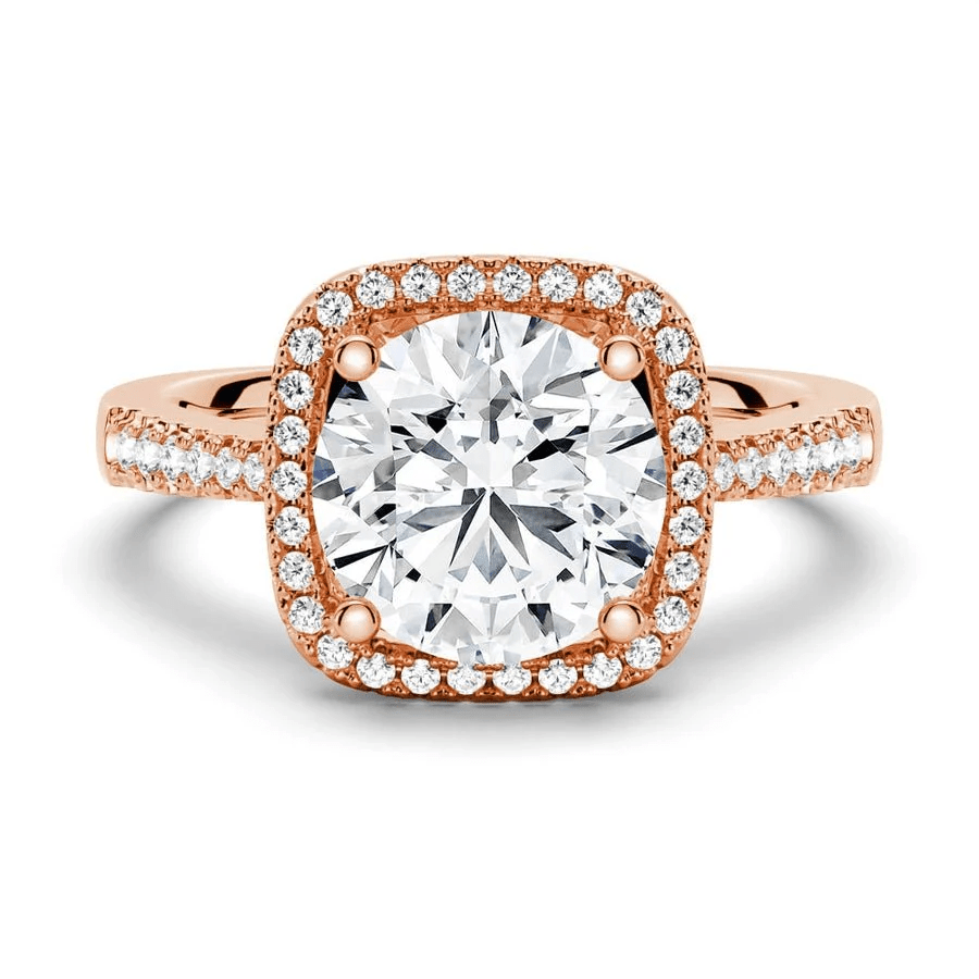 Four Prong Round Moissanite Cushion Halo Engagement Ring - Novelle Vow