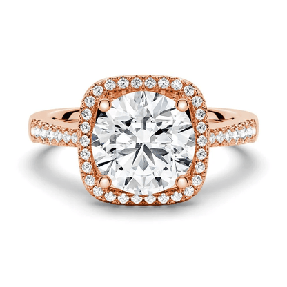 Four Prong Round Moissanite Cushion Halo Engagement Ring - Novelle Vow