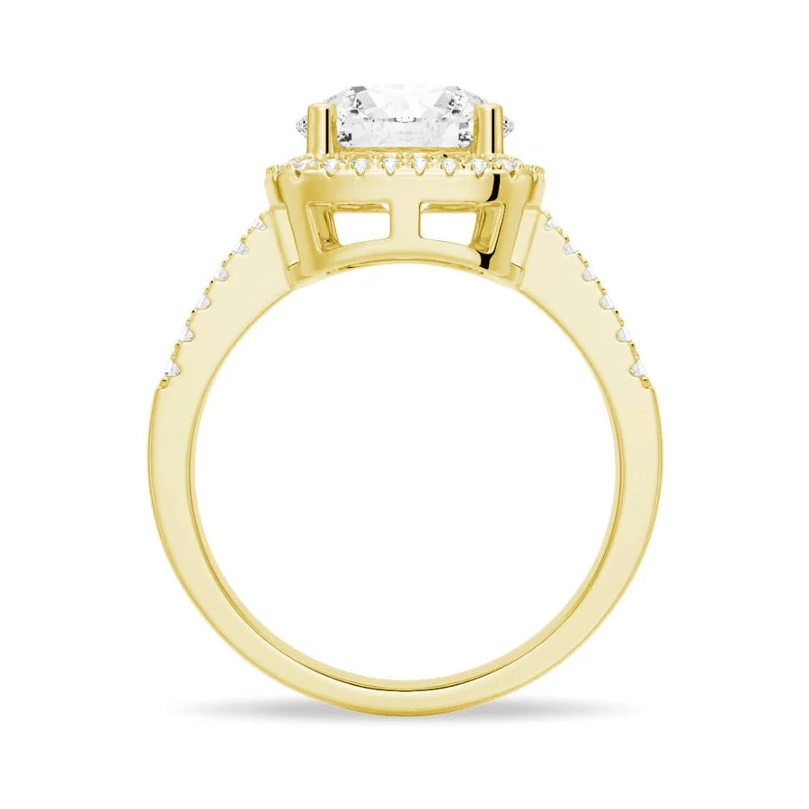 Four Prong Round Moissanite Cushion Halo Engagement Ring - Novelle Vow