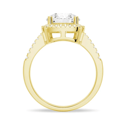 Four Prong Round Moissanite Cushion Halo Engagement Ring - Novelle Vow
