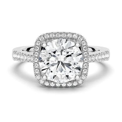 Four Prong Round Moissanite Cushion Halo Engagement Ring - Novelle Vow