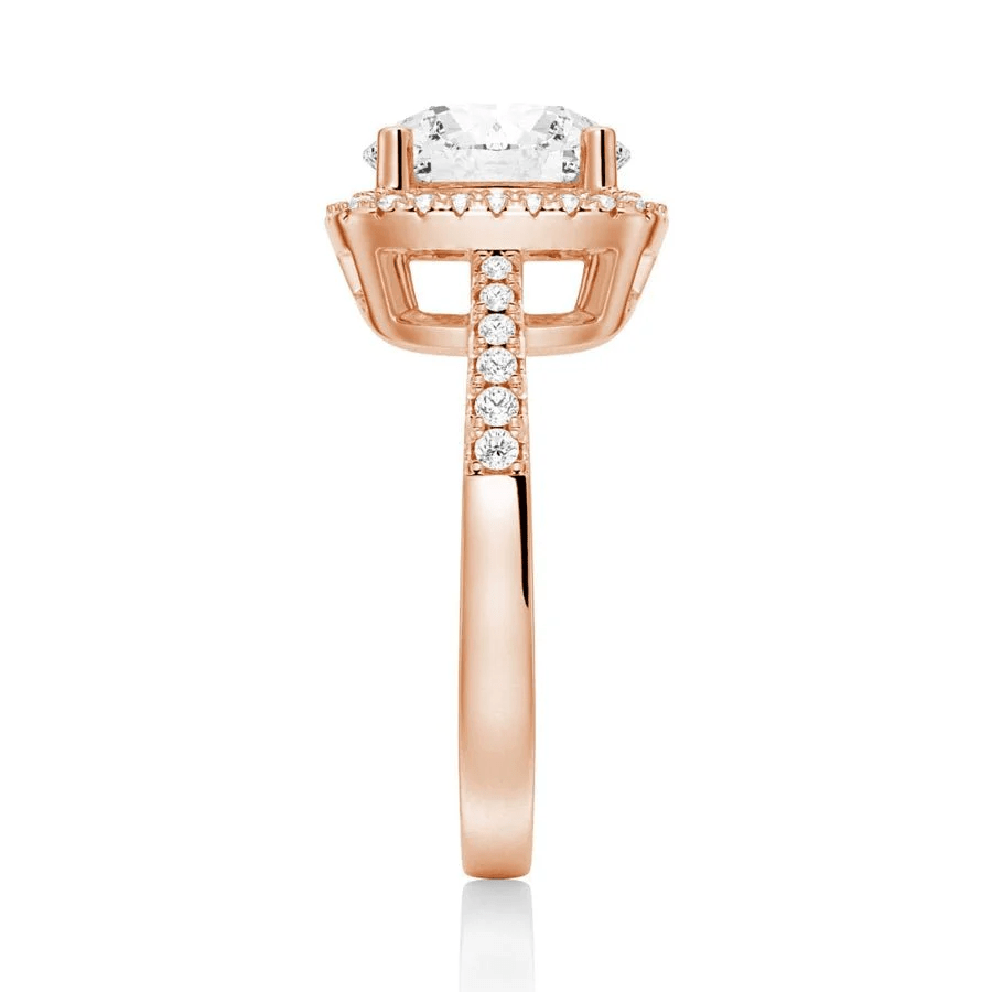 Four Prong Round Moissanite Cushion Halo Engagement Ring - Novelle Vow