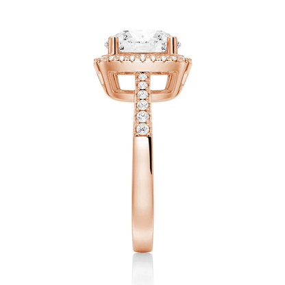 Four Prong Round Moissanite Cushion Halo Engagement Ring - Novelle Vow