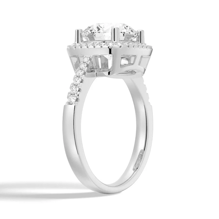 Four Prong Round Moissanite Cushion Halo Engagement Ring - Novelle Vow