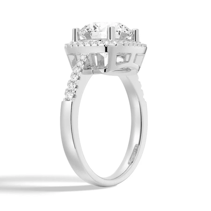 Four Prong Round Moissanite Cushion Halo Engagement Ring - Novelle Vow