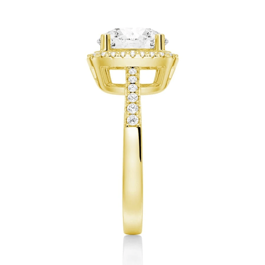 Four Prong Round Moissanite Cushion Halo Engagement Ring - Novelle Vow