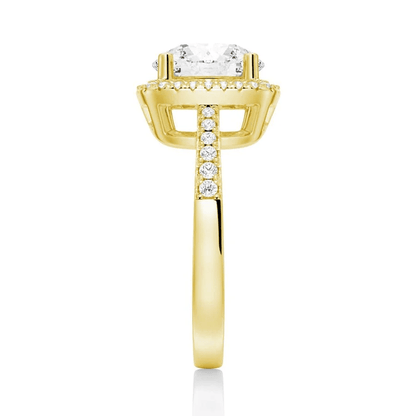 Four Prong Round Moissanite Cushion Halo Engagement Ring - Novelle Vow