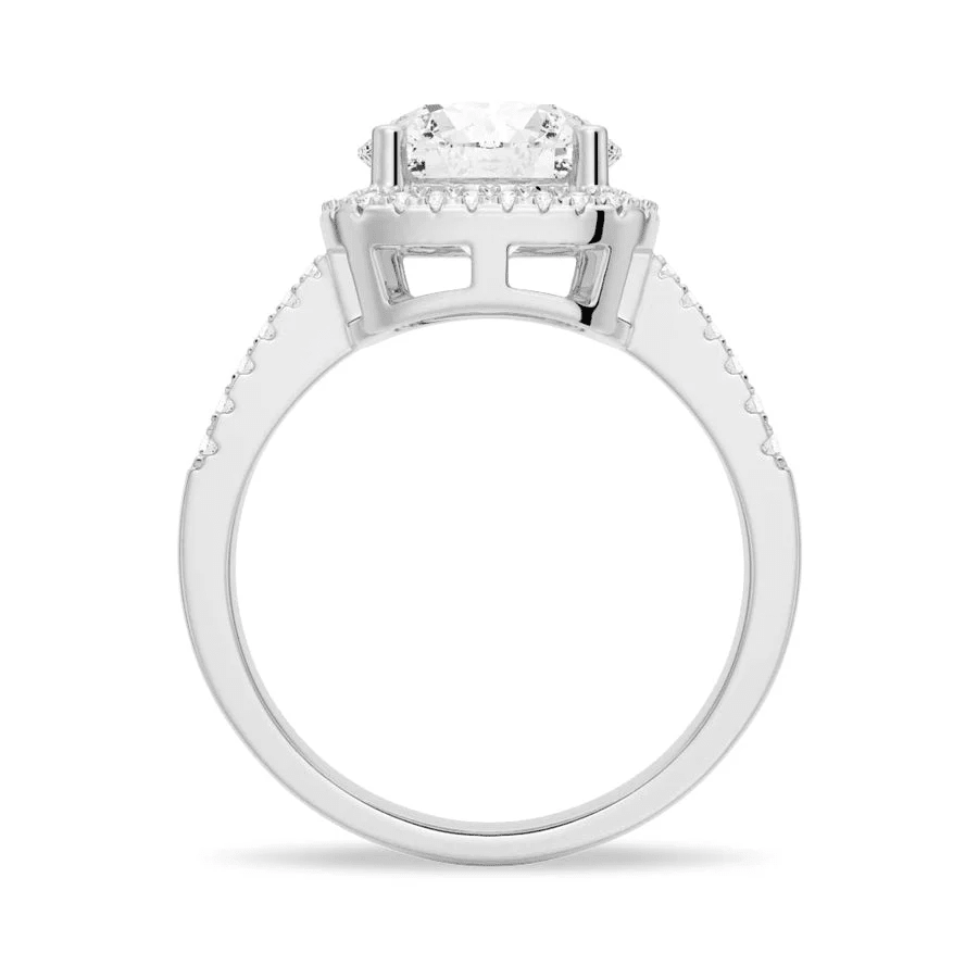 Four Prong Round Moissanite Cushion Halo Engagement Ring - Novelle Vow