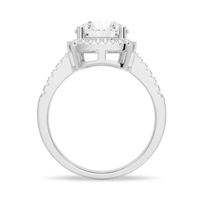 Four Prong Round Moissanite Cushion Halo Engagement Ring - Novelle Vow
