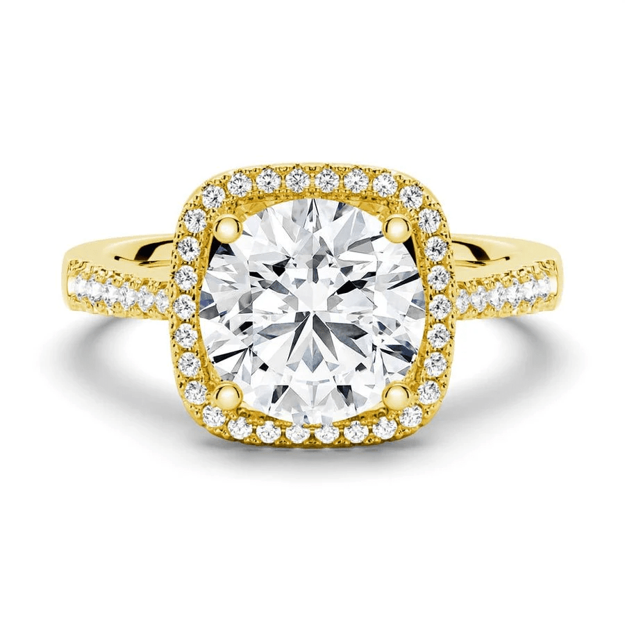 Four Prong Round Moissanite Cushion Halo Engagement Ring - Novelle Vow