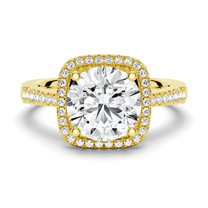 Four Prong Round Moissanite Cushion Halo Engagement Ring - Novelle Vow