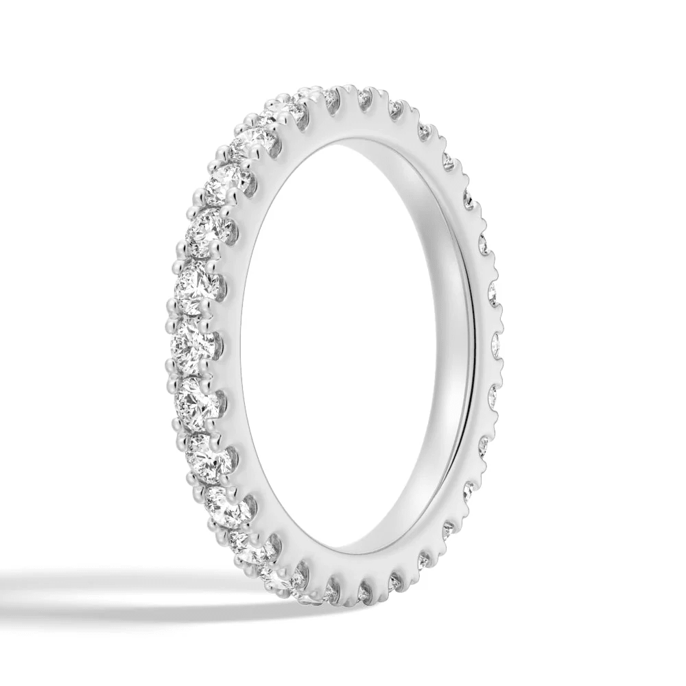 French Pavé Round Cut Moissanite Eternity Band - Novelle Vow