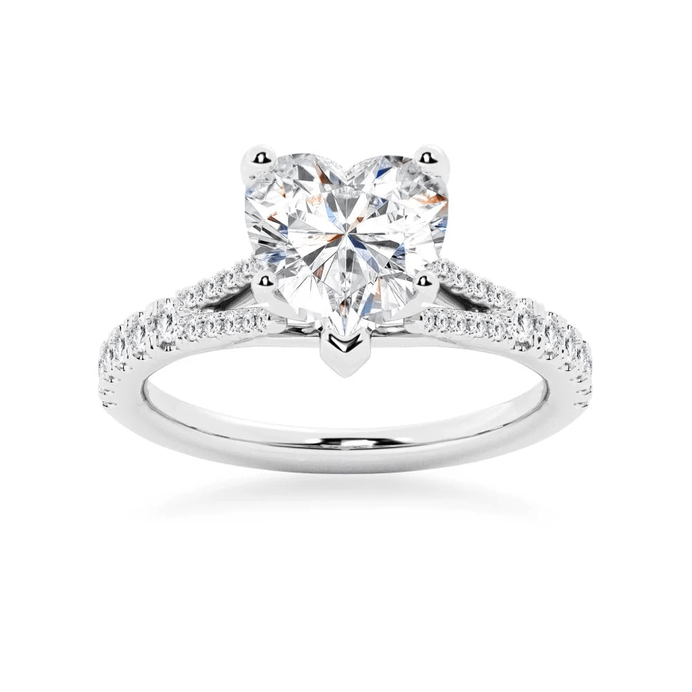 Heart-Cut Moissanite Engagement Ring with Pavé Split-Shank Band - Novelle Vow