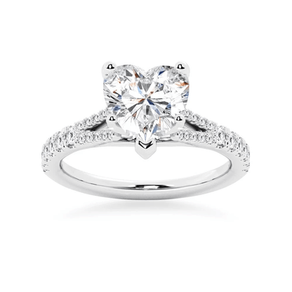 Heart-Cut Moissanite Engagement Ring with Pavé Split-Shank Band - Novelle Vow