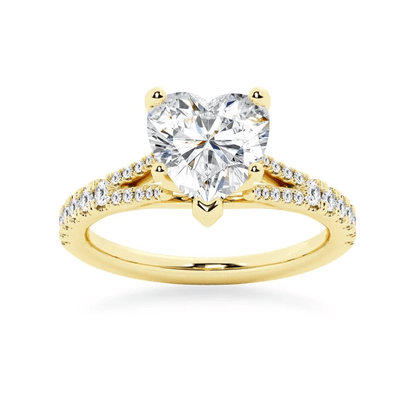 Heart-Cut Moissanite Engagement Ring with Pavé Split-Shank Band - Novelle Vow
