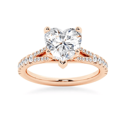 Heart-Cut Moissanite Engagement Ring with Pavé Split-Shank Band - Novelle Vow