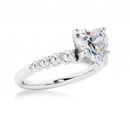 Heart-Cut Moissanite Engagement Ring with Shared-Prong Pavé Band - Novelle Vow