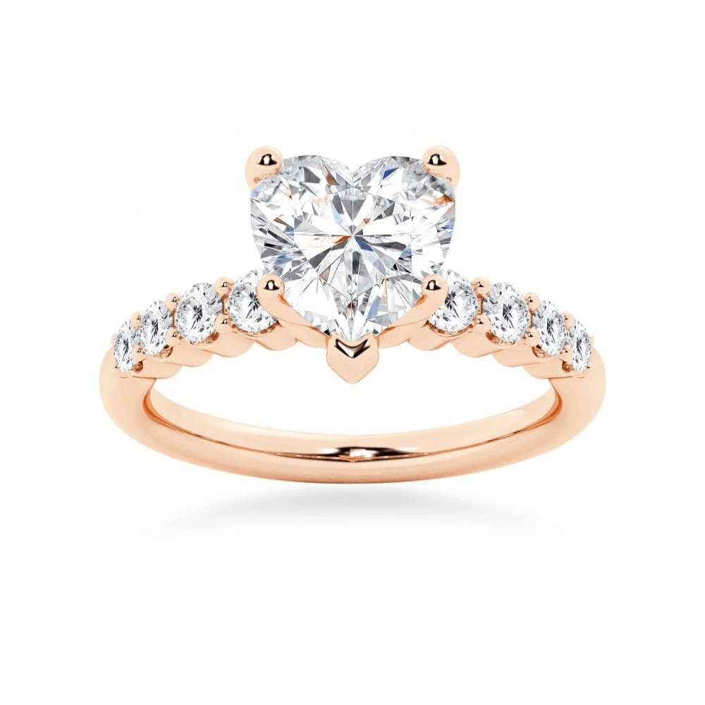 Heart-Cut Moissanite Engagement Ring with Shared-Prong Pavé Band - Novelle Vow