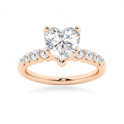 Heart-Cut Moissanite Engagement Ring with Shared-Prong Pavé Band - Novelle Vow