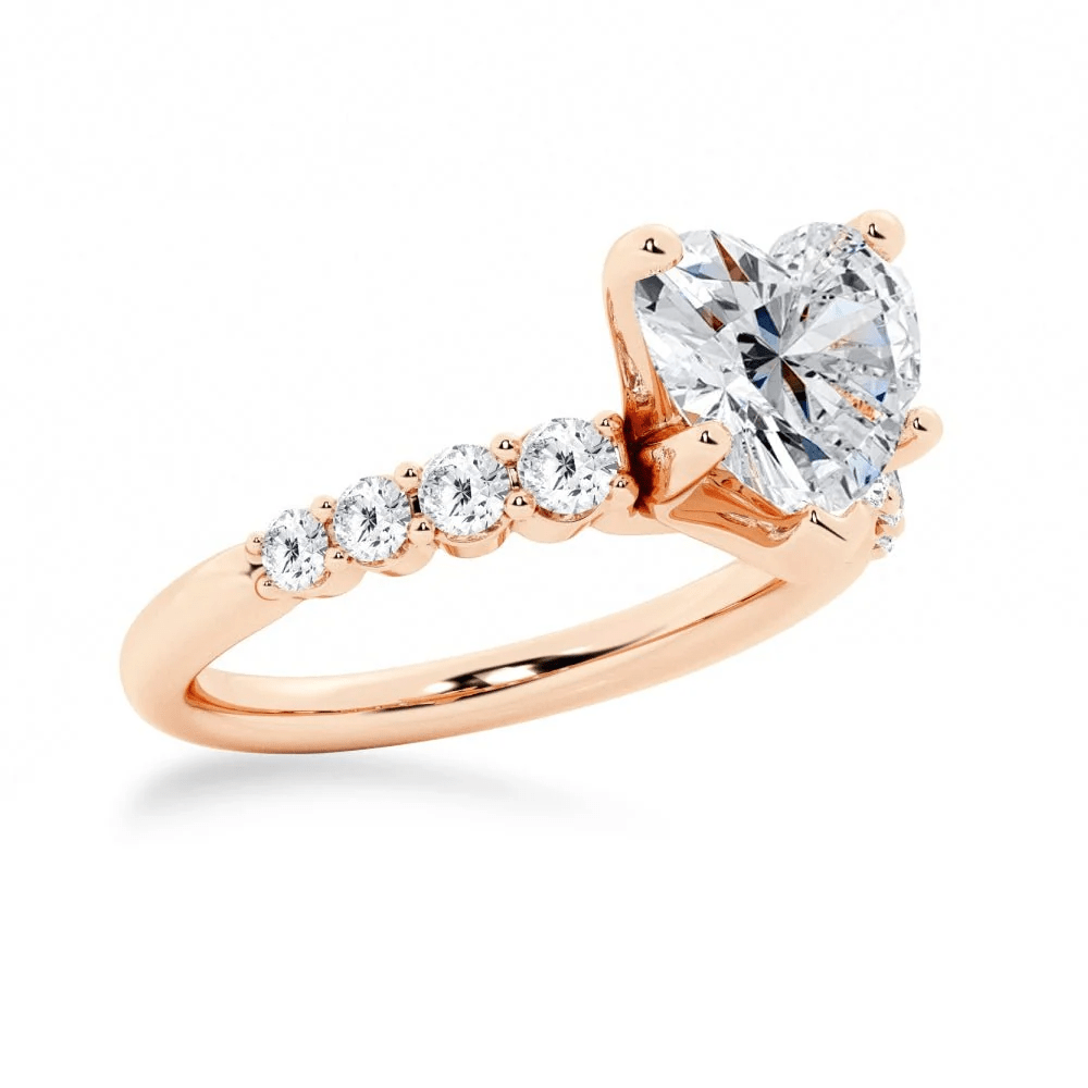 Heart-Cut Moissanite Engagement Ring with Shared-Prong Pavé Band - Novelle Vow