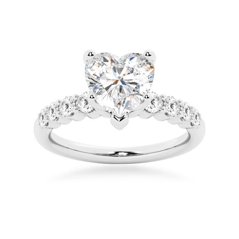 Heart-Cut Moissanite Engagement Ring with Shared-Prong Pavé Band - Novelle Vow